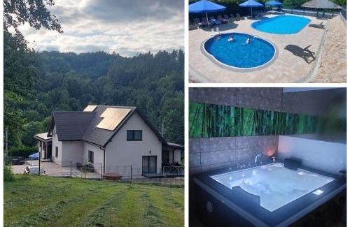 Wola Matiaszowa Villa | WILLA NA WYŁĄCZNOŚĆ 12 os BIESZCZADY z Salą Imprezową, Jacuzzi, Sauną, Balią Zewnętrzną oraz 2 baseny z podgrzewaną wodą - Rezydencja Matiaszówka