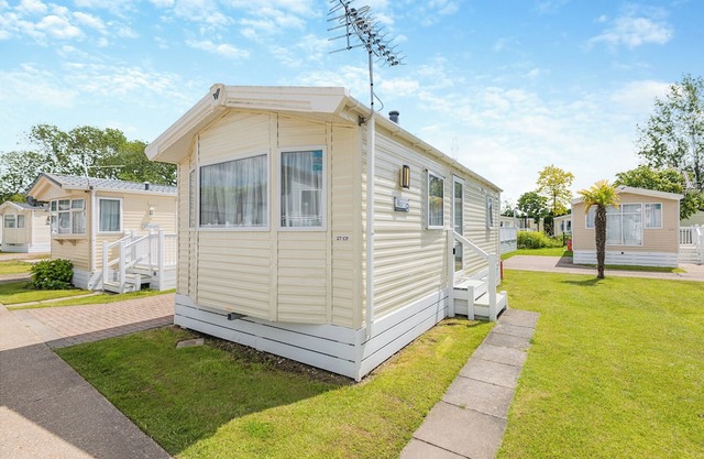 12ft-wide caravan with one double and one twin.