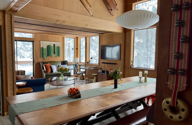 1970s Alpine Chalet, "Bearadise" backs to creek, dog friendly, sleeps 14+