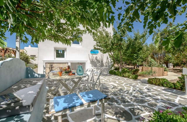 2mins from Agia Anna/Plaka beach, family-friendly, quiet with backyard + garden