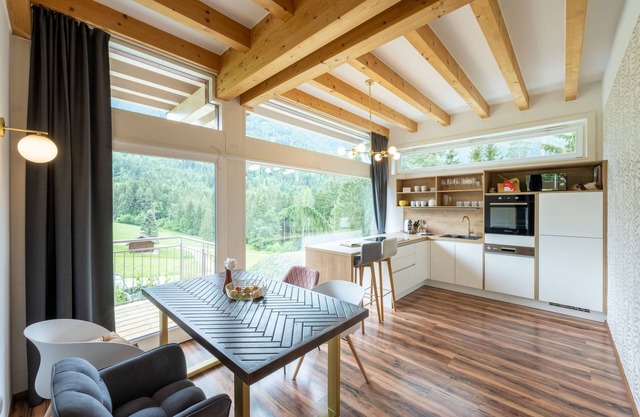 300 m to gondola for hikers, flow trail for mountain bikers and ski slope