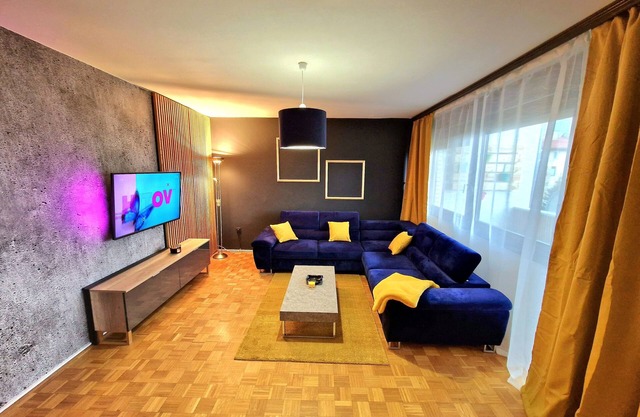 Aesthetically decorated large apartment with a large balcony and two bedrooms