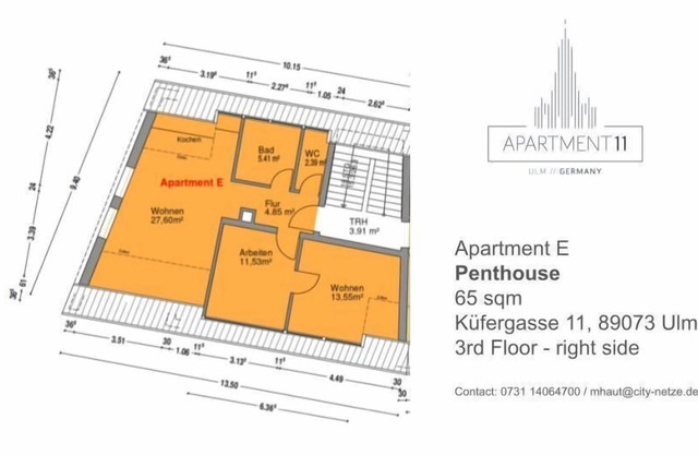 Apartment E - Top class 3 room Penthouse Apartment Cathedral view under roof
