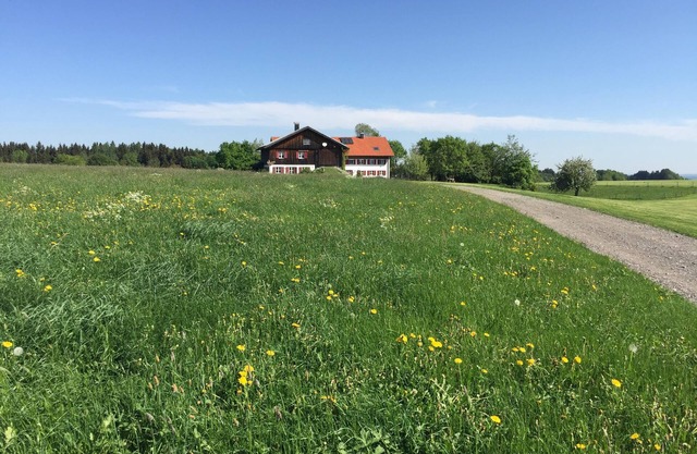 Aussiedlerhof surrounded by meadows and forests, tasteful antique furnishings