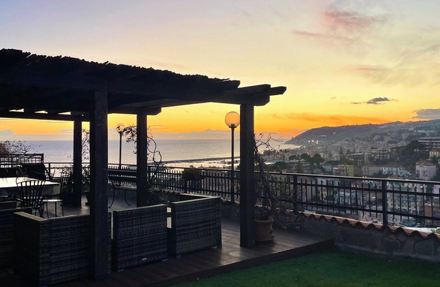 Bright ,large stone terrace with porch and gazebo. Beautiful sea view.