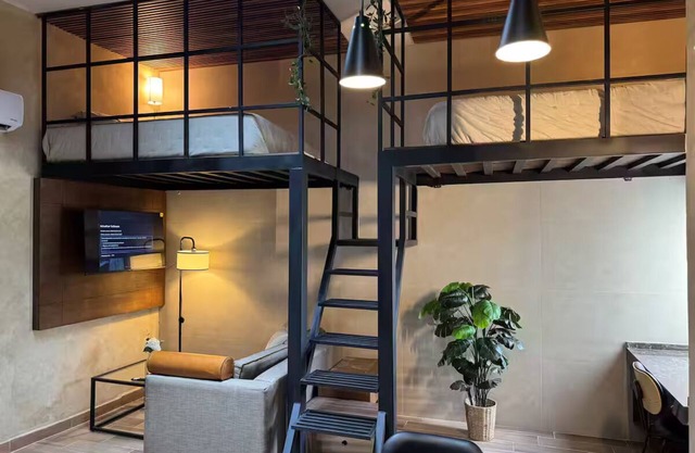 Centrally located and modern loft with unique charm.