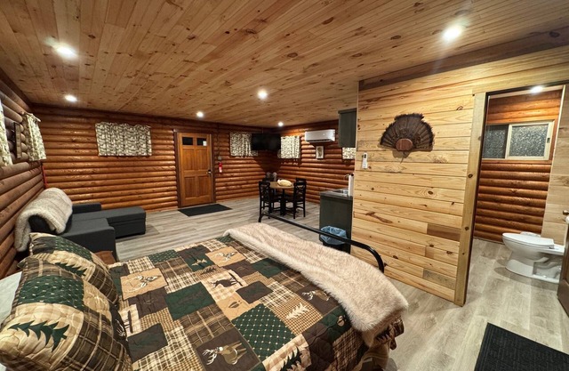 Charming log cabin on gravel back road with peace, quiet, all amenities of home