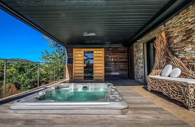 Contemporary villa and relaxation areas
