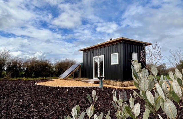 Cosy tiny container cabin. Fully Off-grid experience