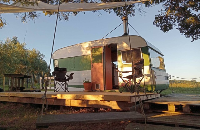 Cozy caravan retreat with great views set within 10 acre of ecological paradise.