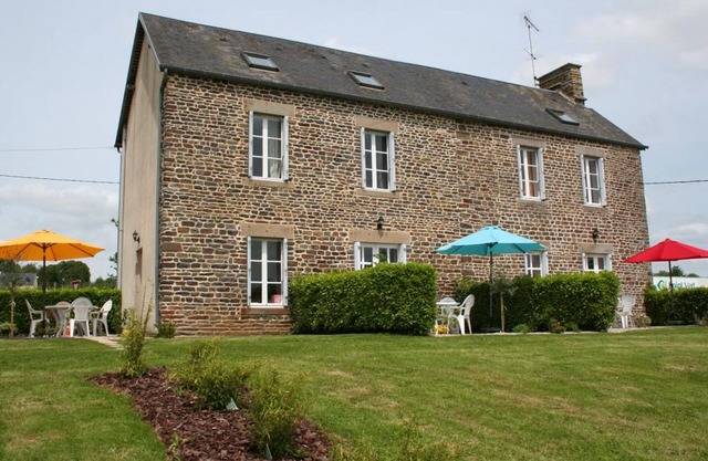 Cozy Stone-Modern House with Pool Access, Terrace & BBQ in Scenic Brécey