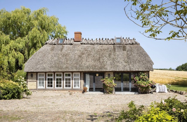 Cozy thatched cottage with large fireplace and sauna