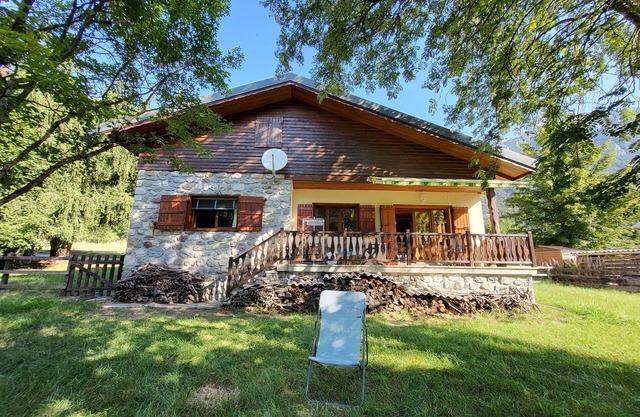 Cute chalet surrounded by trees