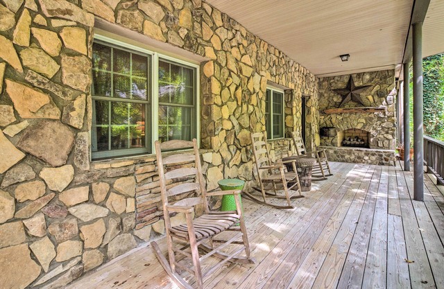 Deck w/Fireplace: Pet-friendly Lake Lure Retreat