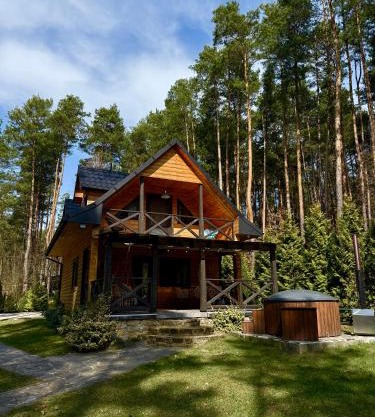 Domek w lesie nad zalewem