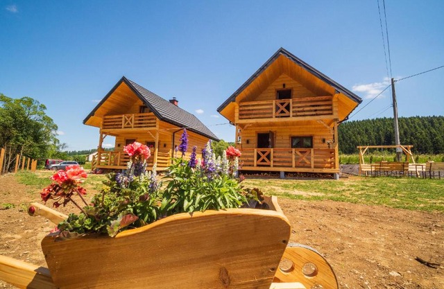 Domki nad rzeką w Komańczy