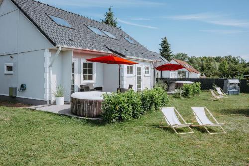 Ferienhäuser Insel Usedom Haus Mila 6 - Blick aufs Achterwasser! Whirlpool und Sauna