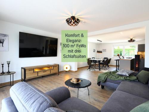 Ferienhaus Höckelheim - FeWo Savanna Lodge - barrierefrei - 100qm - 3 Schlafzimmer - bis 6 Gäste - Babies reisen gratis - Terrasse, Garten & Grill - vollausgestattete Küche mit Spülmaschine - Klimaanlage, Fußbodenheizung & Raffstores - nahe Göttingen