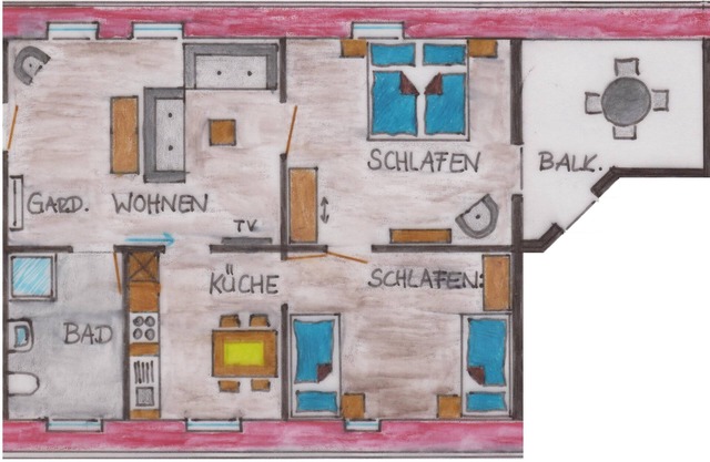Gemütliche 70qm Ferienwohnung mit Balkon, kostenfreies Parken und WLAN, Frühstücksbuffet, voll ausgestattete Küche