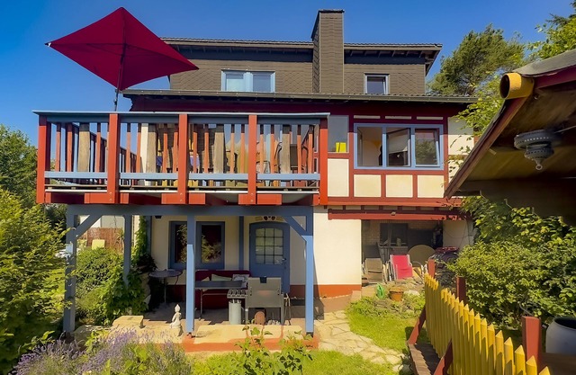 How in heaven, colorful house on a hill with stunning views of the Ederta