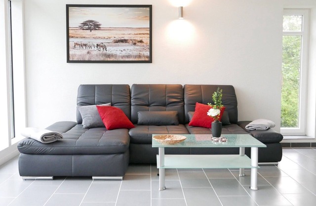 Luxurious semi-detached house "Richters Galerie" in the middle of the idyllic landscape of Angeln directly on the Schlei, offers a top modern, extensive equipment, as well as garden with terrace, for the perfect vacation with two people