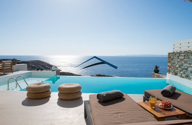 Luxury waterfront villa with a swimming pool and direct access to the sea