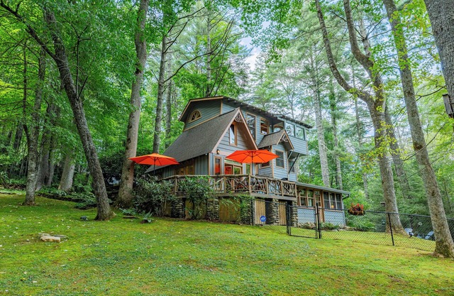 Magical Six-Level Retreat with Luxury Amenities near Main Street & Waterfalls!
