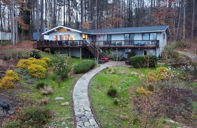 Main lake view, private beach and dock at Lake Gaston. Pet-Friendly!