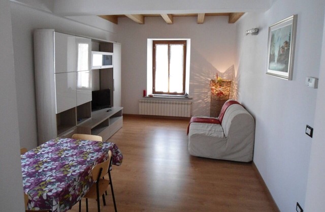 Modern apartment with wooden beams