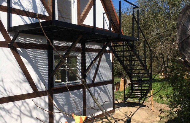 Mud building in the old apple orchard
