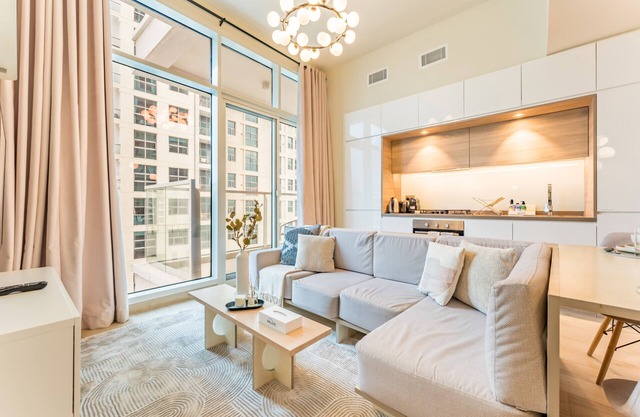 Near Dubai Marina Canal 2BR with Pool and City Views Balcony, Studio One