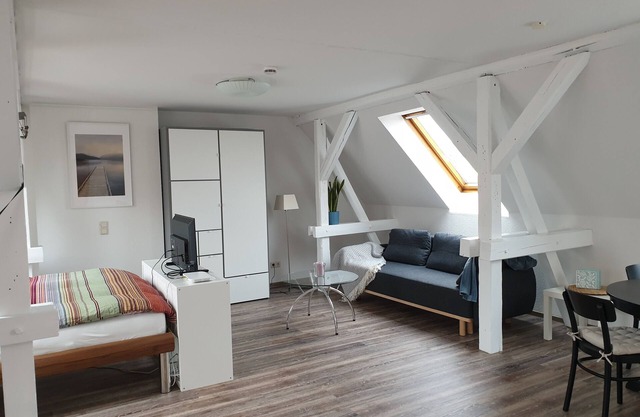 One-room apartment above the roofs of downtown Erfurt