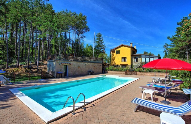 Private Villa with private pool, WIFI, TV, balcony, pets allowed, panoramic view, close to Arezzo