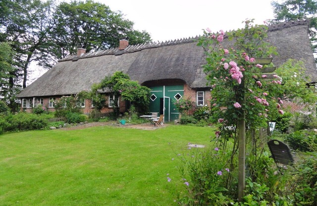 Romantic thatched roof house