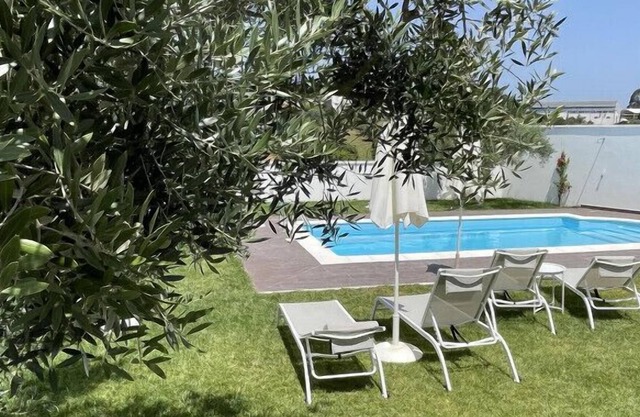 Room with nature motive and pool