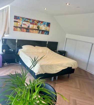 Ruime slaap kamer met werkplek en privé badkamer bij Jacqueline