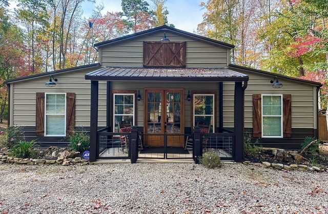 Rustic lakeside home with private dock, firepit, grill, smoker, and mtn views