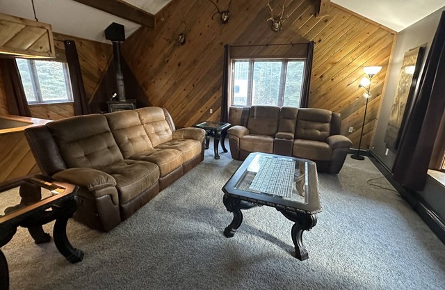 Spacious home on a private drive close to town. Warm cozy home away from home.