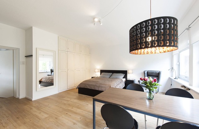 Stylish studio apartment with green views