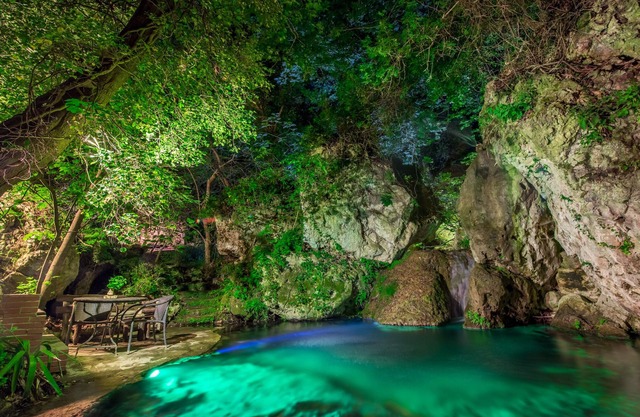 The old mill with natural river pool