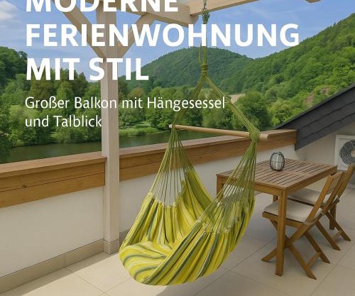 Traumhafte Wohnung mit Balkon & Flussblick in Neckarsteinach, 15km Heidelberg