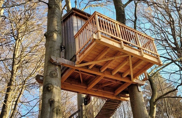 Tree house Baumtraum, living/sleeping room - Baumhaushotel Solling