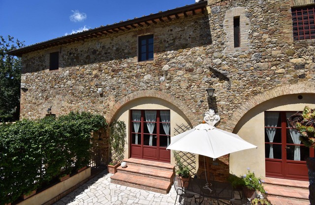 Villa in Chianti near Siena, view of garden and private pool