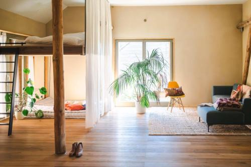 Weiträumiges, helles Studio mit Naturblick